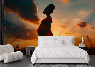  beautiful pregnant nigerian woman standing in front  Wall mural